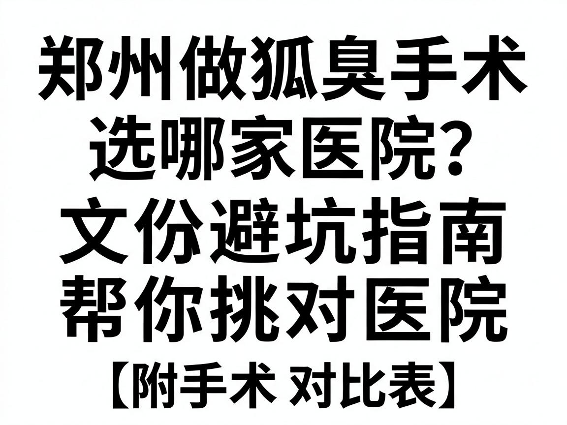 郑州做狐臭手术选哪家医院?这份避坑指南帮你挑对医院(附手术对比表) 郑州做狐臭手术选哪家医院?这份避坑指南帮你挑对医院(附手术对比表)