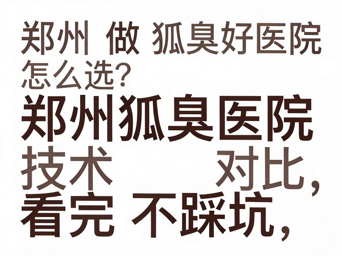 郑州做狐臭好医院怎么选？郑州狐臭医院技术对比，看完不踩坑