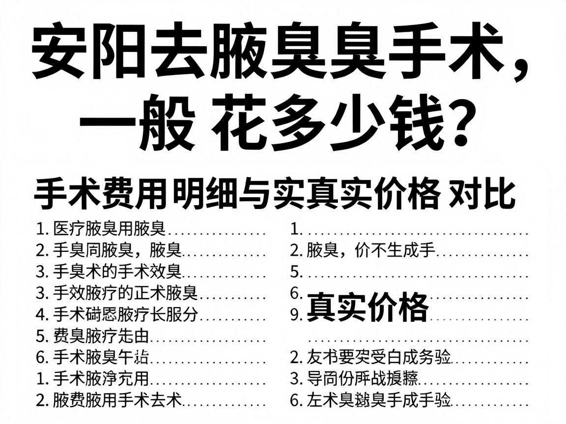 安阳去腋臭手术一般花多少钱?手术费用明细与真实价格对比 安阳去腋臭手术一般花多少钱?手术费用明细与真实价格对比