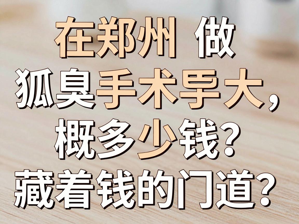 在郑州做狐臭手术大概多少钱？价格差异背后藏着哪些值钱的门道？