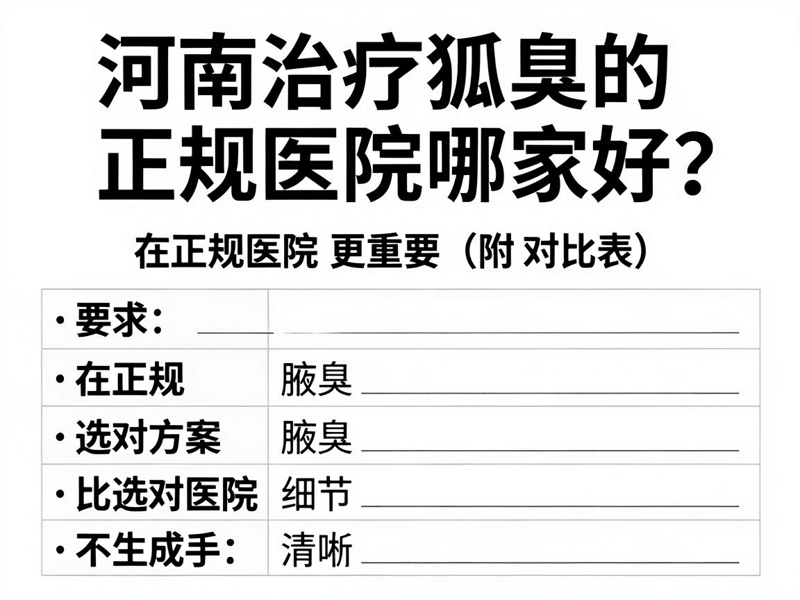 河南治疗狐臭的正规医院哪家好?在正规医院选对方案比选对医院更重要(附对比表) 河南治疗狐臭的正规医院哪家好?在正规医院选对方案比选对医院更重要(附对比表)