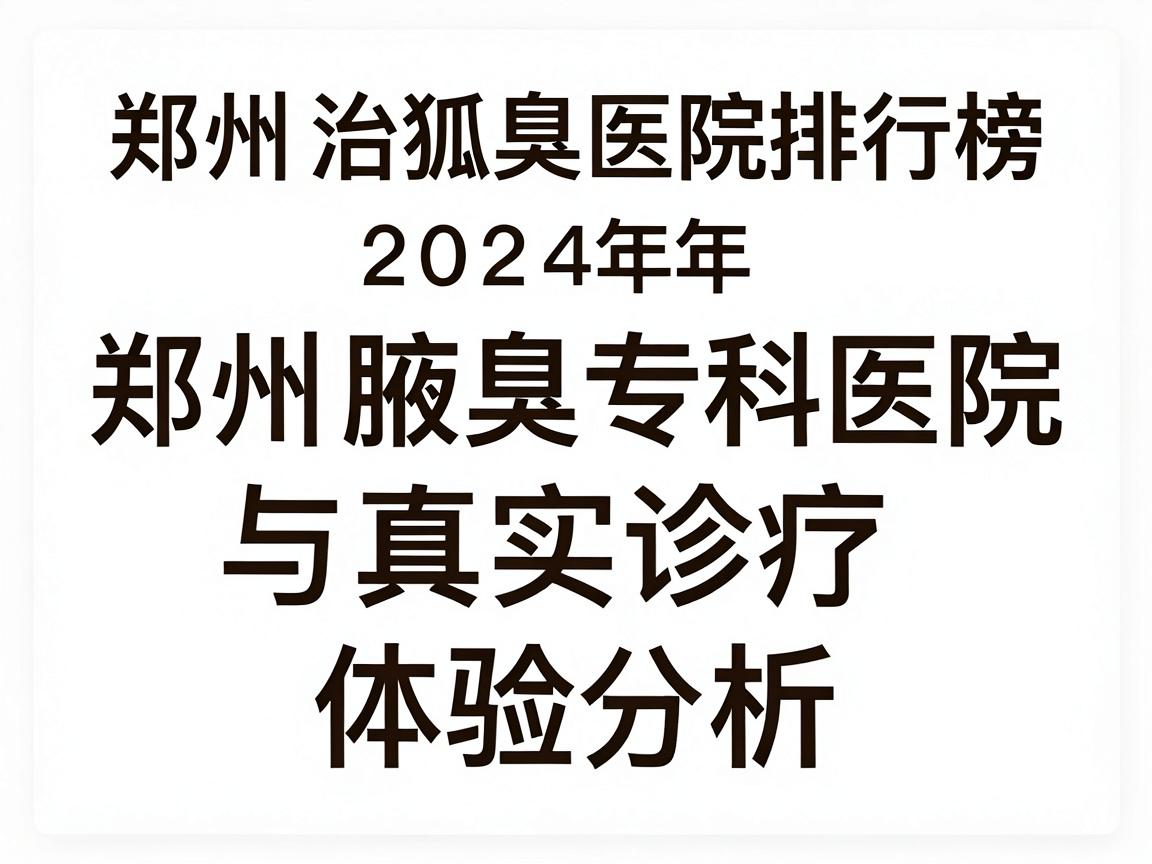 郑州治狐臭医院排行榜,2024年郑州腋臭专科医院排名与真实诊疗体验分析 郑州治狐臭医院排行榜,2024年郑州腋臭专科医院排名与真实诊疗体验分析