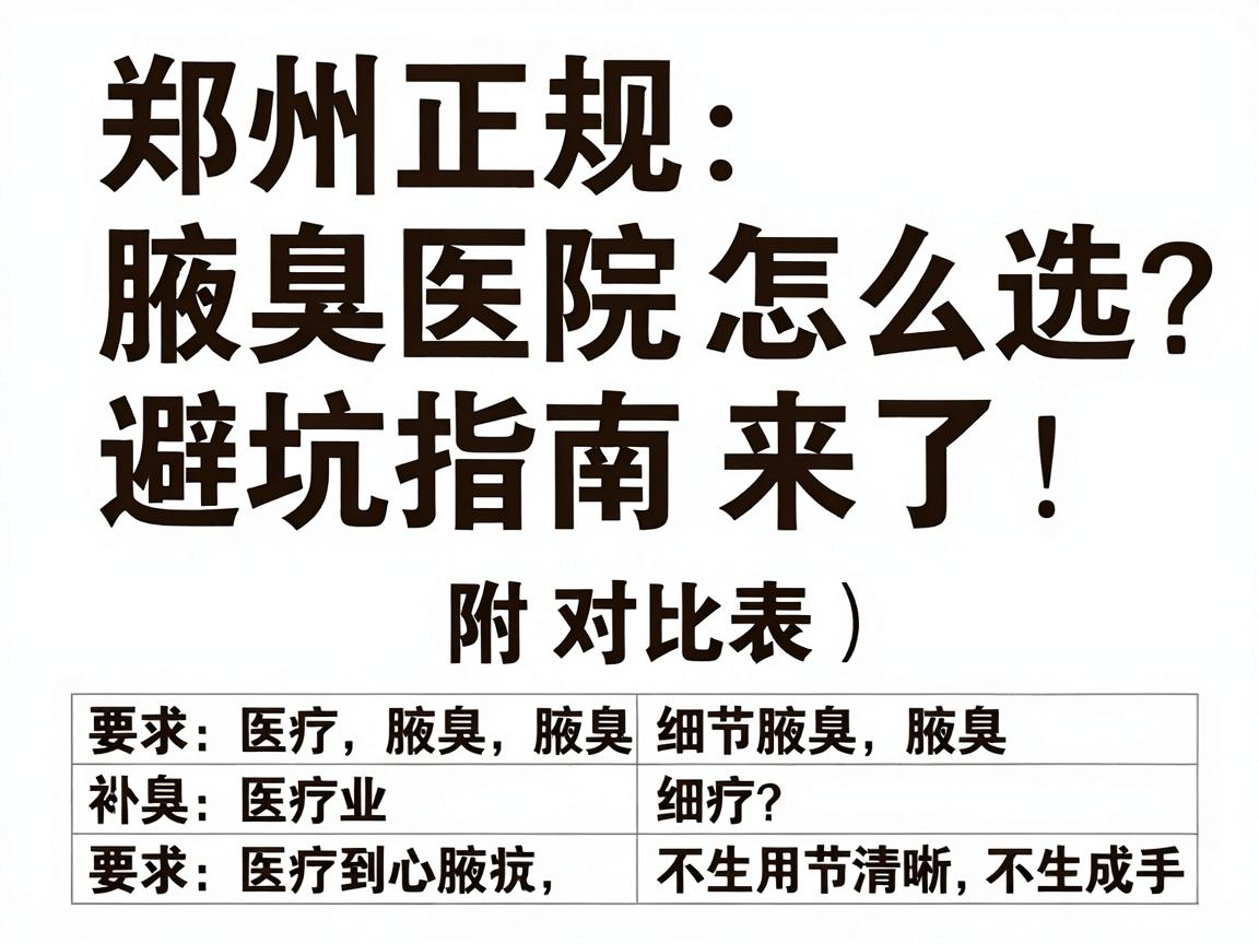 郑州腋臭医院怎么选?郑州正规腋臭医院避坑指南来了!附对比表) 郑州腋臭医院怎么选?郑州正规腋臭医院避坑指南来了!附对比表)