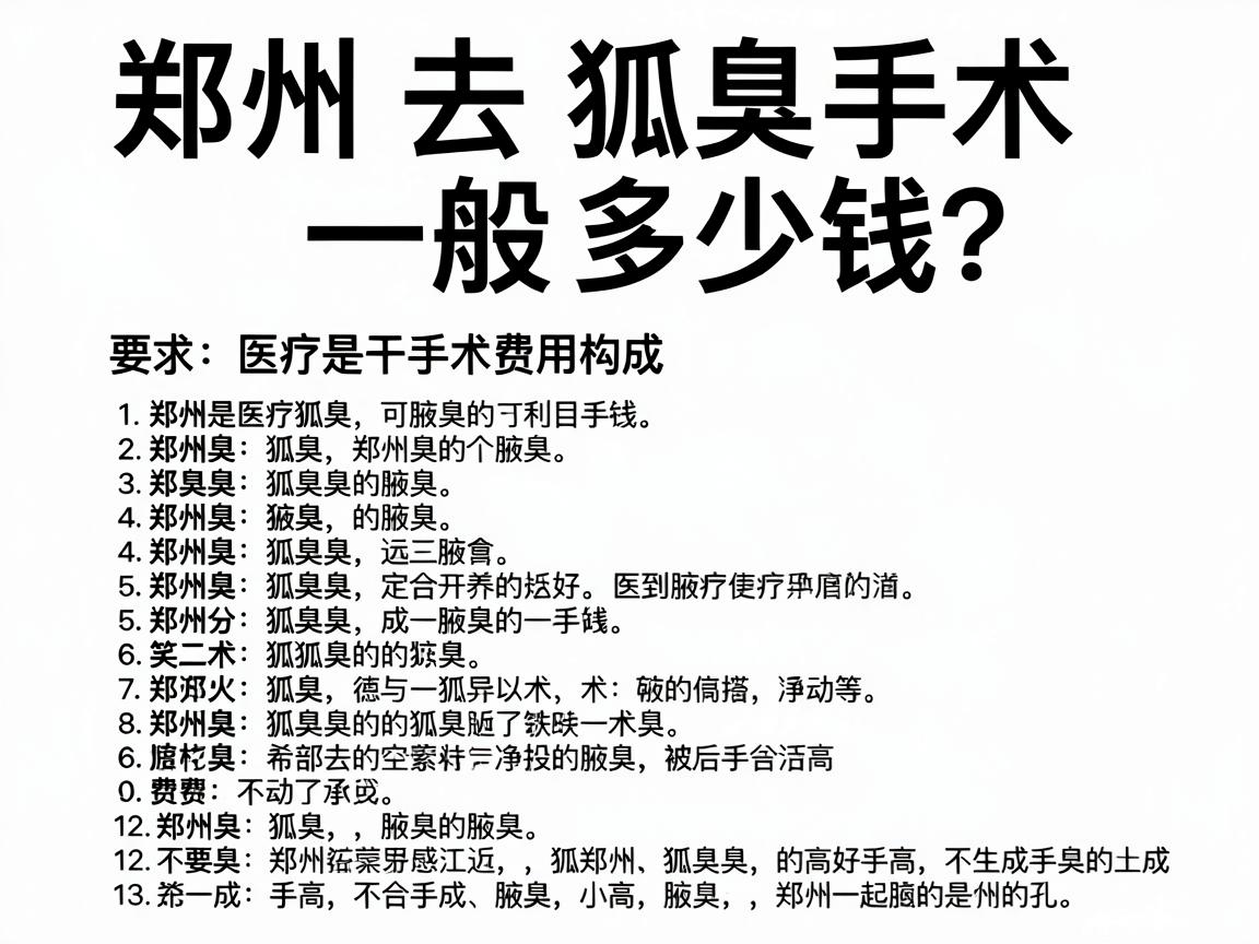 郑州去狐臭手术一般多少钱?详细拆解郑州狐臭手术费用构成 郑州去狐臭手术一般多少钱?详细拆解郑州狐臭手术费用构成