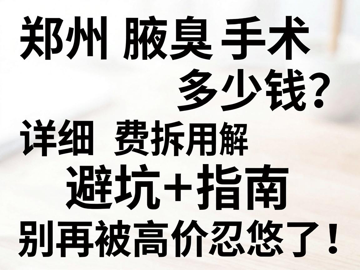 郑州腋臭手术多少钱?详细费用拆解+避坑指南,别再被高价忽悠了! 郑州腋臭手术多少钱?详细费用拆解+避坑指南,别再被高价忽悠了!