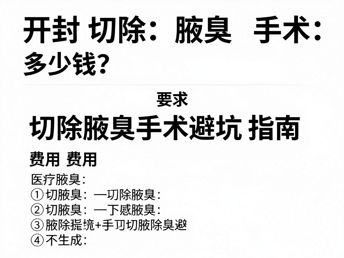 开封切除腋臭手术多少钱?费用明细与切除腋臭手术避坑指南 开封切除腋臭手术多少钱?费用明细与切除腋臭手术避坑指南